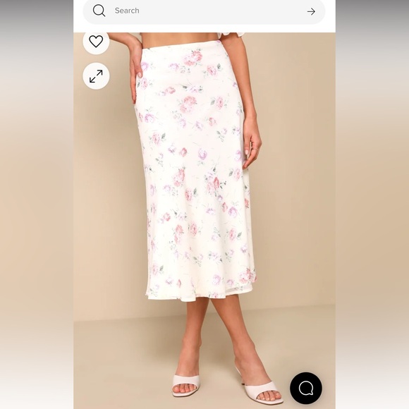 Lulu’s Ivory Floral Midi/Maxi Skirt, size L - Picture 8 of 8